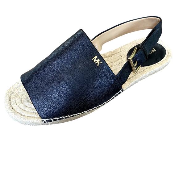 Michael Kors Black Fisher Espadrille Flat Slingback Sandal Women's 9.5M - Picture 1 of 12